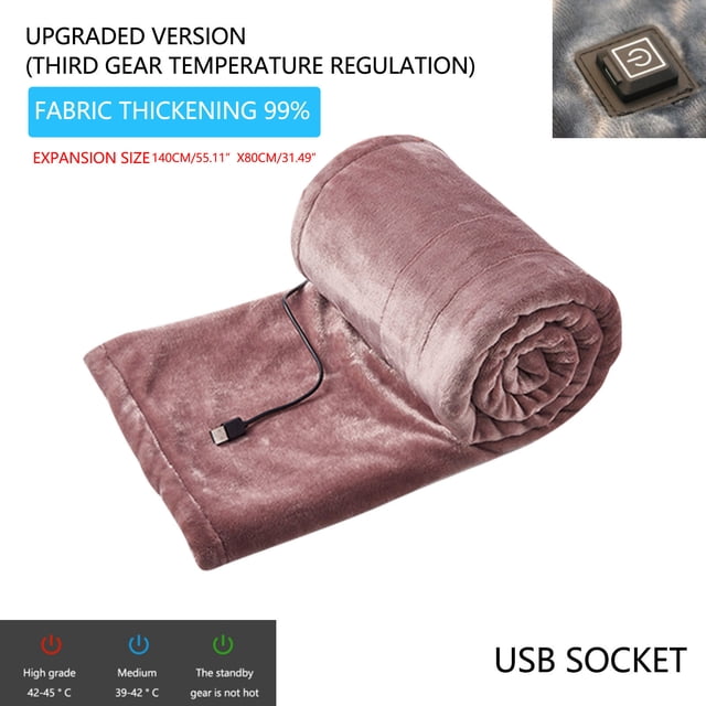 Cagogo under $5 USB Electric Blanket, USB Flannel Heating Blanket, Low Voltage Electric Mattress, Three-Temperature Control, Safe Warm Throw, Portable Bed Warmer