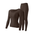thumbnail image 1 of Women's Winter Crew Neck Tight Solid Color Thermal Underwear Set, 1 of 2