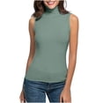 thumbnail image 1 of Meichang Débardeur Noir à Col Roulé pour Femmes, Débardeur Sans Manches à Col Roulé pour Femmes Grande Taille Extensible Ajusté Couche de Base T-Shirt Débardeur Col Roulé pour Femmes, 1 of 6
