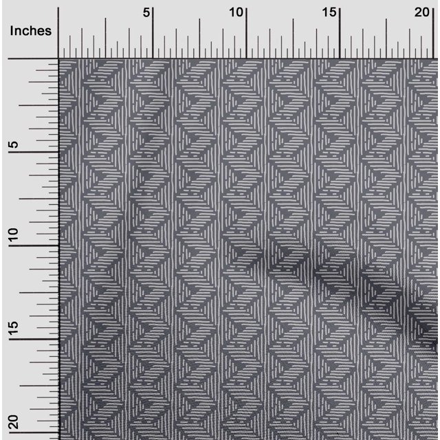 oneOone Silk Tabby Fabric Chevron Block Print Fabric BTY 42 Inch Wide