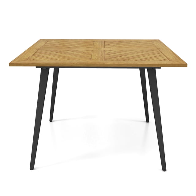 Gymax Table à Manger d'Extérieur de 42,5 Po avec Trou pour Parasol de 1,9 Po, Patins de Pieds Ajustables