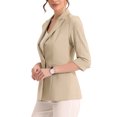 thumbnail image 4 of INSPIRE CHIC Blazer Formel pour Femmes Manches 3/4 Col Cranté Épaules Rembourrées un Bouton Strass S Abricot, 4 of 6