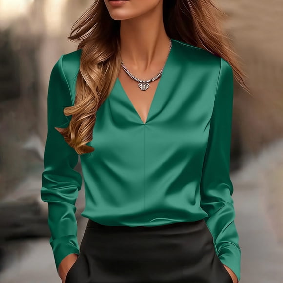 Jacenvly Hauts pour Femmes Liquidation Mode Femmes Uni Décontracté Manches Longues Cardigan Ample pour Dames Blouse Hauts pour Femmes Soldes