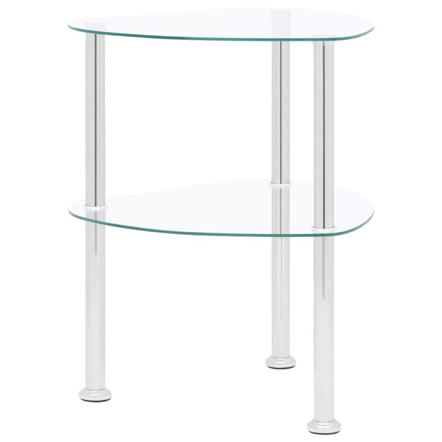 vidaXL 2-Tier Side Table Transparent 38x38x50 cm Tempered Glass