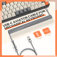 thumbnail image 2 of HAOAN T8 Clavier de Jeu 60 % 68 Touches Compact Mini Clavier Mécanique Filaire avec 18 Commutateurs Bleus Rétroéclairés RVB Chroma Câble de Clavier Bobiné USB-C pour PC Portable Mac XBOX - Bleu Blanc, 2 of 8