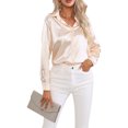 thumbnail image 1 of Innerwin Shirts Long Sleeve Ladies Tunic Tops Office Button Down Soft Blouse Champagne L, 1 of 4