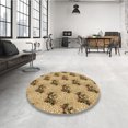 thumbnail image 4 of Ahgly Company Tapis Rond Lavable en Machine Intérieur Transitionnel Jaune Orange, 4 Pieds Rond, 4 of 7