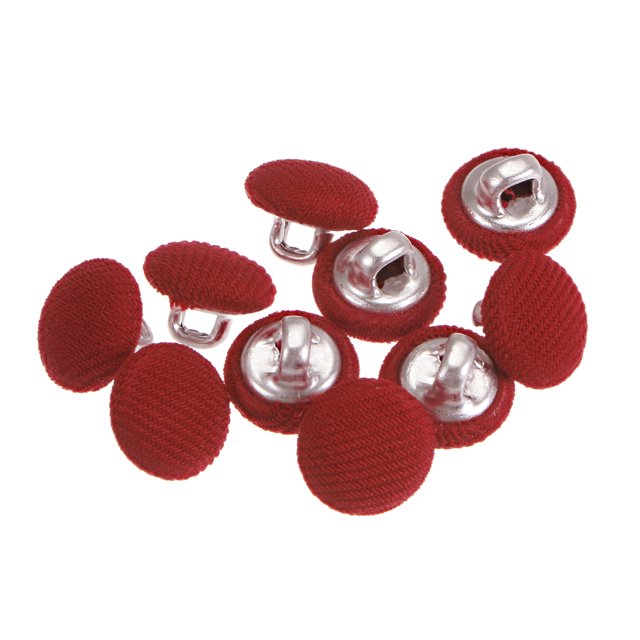 Unique Bargains 10pcs 16L Fabric Cloth Covered Button 10mm Round Metal Shank Sewing Buttons for Suits Dress Blouses, Red