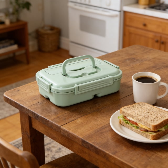 BUTASY Bento Box Plastic Lunch Box Simply Divided Lunch Box Outdoor Sealed Portable Fast Food Box Student and Office Worker Bento Box Lunch Box