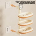 thumbnail image 4 of Rotating Soap Rack Wall Mounted | No Drill Installation | Multi Layer Swivel Plastic Soap Tray | Efficient Drainage | Partitioned Storage Organizer | Beige Gray | 28x14x9.5cm, 4 of 7
