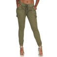 thumbnail image 1 of V.I.P.JEANS Mignon Cargo Taille Mi-Haute Jogger Ajusté à Cordon Vert Pâle Grande Taille3TG, 1 of 6