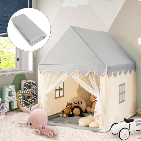 Costway Tente de Jeu pour Enfants Grande Maisonnette Château pour Enfants Tente Féerique Cadeau avec Tapis Lavable