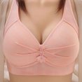 thumbnail image 2 of Birdeem Womens Non Steel Ring Style Printed Gathered Middle Button Breathable Underwear Daily Bra, 2 of 5