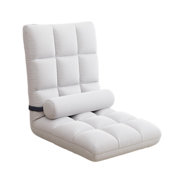 Elodie Chaise de Sol avec Soutien Dorsal 5 Positions Réglable Fauteuil Inclinable d'Appartement Blanc