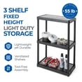 thumbnail image 3 of Gracious Living 3 Shelf Fixed Height Solid Light Duty Storage Unit, Black, 3 of 11