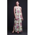 thumbnail image 2 of Bimba Floral Ladies Crew Neck Waist String Print Maxi Dress with Side Slits Summer Wear-X-Small, 2 of 6