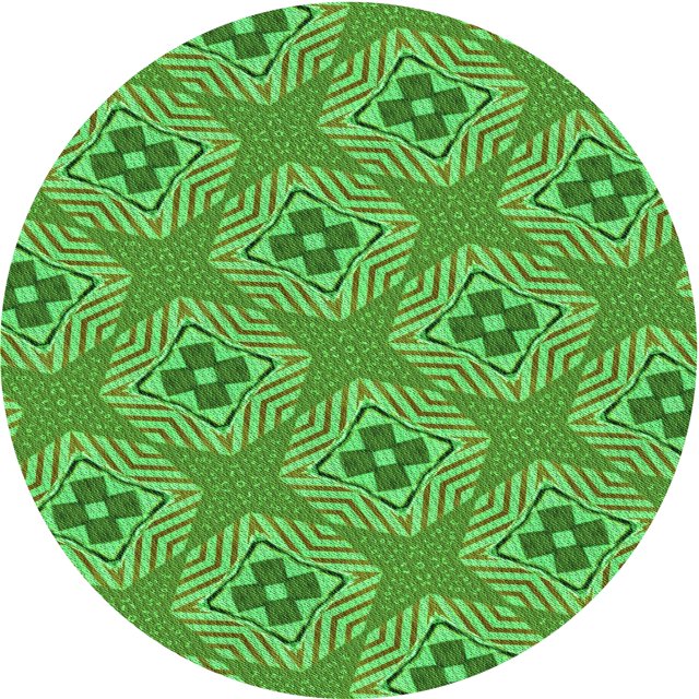 Ahgly Tapis Rond Lavable en Machine Intérieur Transitionnel Vert Néon, 6 Pieds Rond