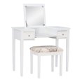 thumbnail image 1 of Linon Butterfly Vanity & Padded Stool Flip Up Mirror 2 Drawers in White Wood, 1 of 16