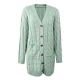 thumbnail image 4 of FAIWAD Cable Knit Long Cardigan for Women Long Sleeve Open Front Button Sweaters Coat with Pockets, 4 of 5
