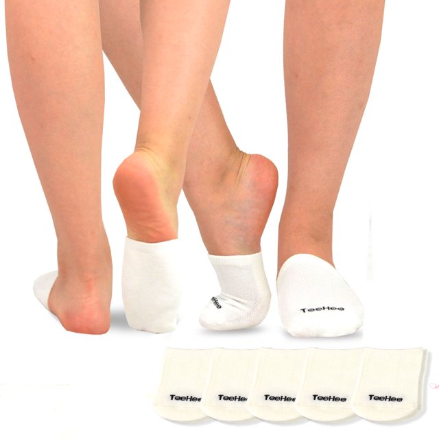 CHOK TeeHee Womens Seamless Toe Topper Liner Socks 5-Pack with Non-Skid Bottom