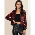 thumbnail image 3 of INSPIRE CHIC Blouson Bomber Court à Paillettes pour Femme à Col Montant à Manches Longues avec Fermeture Éclair S Rouge, 3 of 6