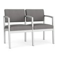 thumbnail image 1 of Lenox Chaise d'Attente de Réception en Acier à 2 Places / Acier Argenté / Gris Pâle, 1 of 5
