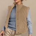 thumbnail image 1 of Veste Sans Manches à Capuche pour Femme, Décontractée, Unie, à Col à Revers, avec Ourlet Élastique pour le Printemps et l'Été, 1 of 8