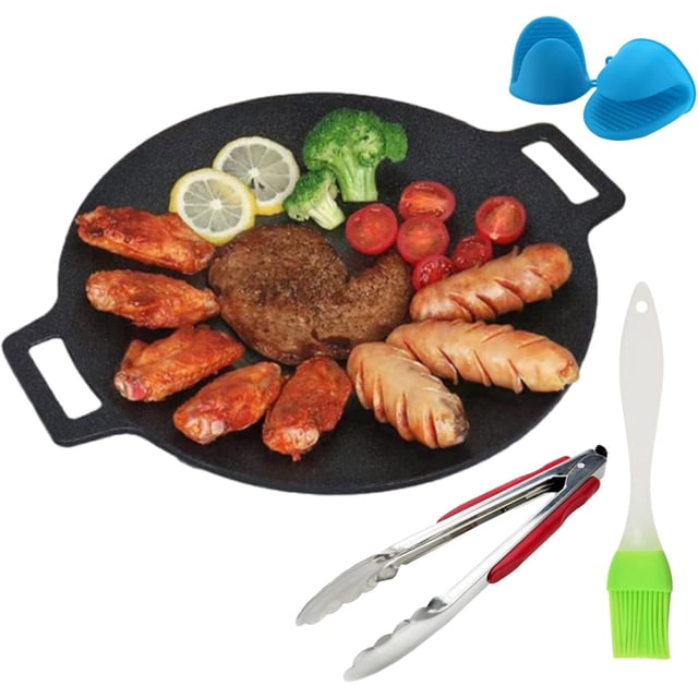 Classification de Produit Plateaux de Cuisson et Plateaux Titre de Produit Poêle à Griller Multifonctionnelle Antiadhésive Poêle de Barbecue Coréenne Poêle de Cuisson Plaque Chauffante Portable avec Double Poignée pour Maison Cuisine Camping Voyage 1 Pce