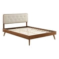 thumbnail image 2 of Modway Bridgette Twin Wood Platform Bed with Splayed Legs in Walnut/Beige, 2 of 13