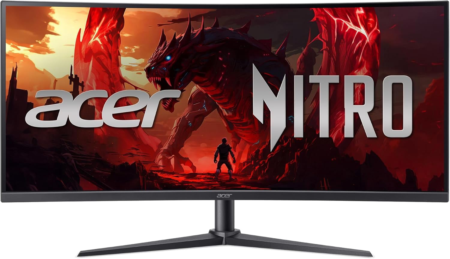 Acer 34" Nitro XZ0 Gaming Monitor - Curved UWQHD| AMD FreeSync Premium| 1ms| Display Port - Excellent Recertified with min 1 Year Acer Manufacturer Warranty