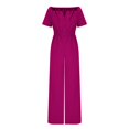 thumbnail image 3 of Birdeem Womens One Line Neck Waist Loose Straight Jumpsuit Versatile Pants, 3 of 5