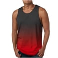 thumbnail image 2 of Sentmoon Débardeur Musculaire pour Homme Été Sans Manches Col Ras du Cou Camisoles pour Homme Couleur Dégradée Coupe Décontractée Ample Chandail de Compression D\'entraînement Physique pour Homme Hawaïen pour Superposition sous les Chandails Rouge XXXXXL, 2 of 5