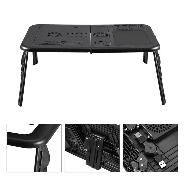 Ejoyous Table Pliante Portable Réglable Lit Bureau Support pour Ordinateur Portable (Noir)