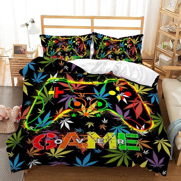 Game Comforter Sets Bed in A Bag for Boys Teen Kids,Gaming Bedding Sets Gamepad Comforter Microfiber Bed Set for All Season Gamer Home Decor 1 Comforter cover 2 Pillowcases