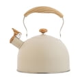 thumbnail image 3 of Feltree Chiming Kettle 2.5L Capacity Beige Rattling Kettle Woodgrain Handle Excellent Quality Stainless Steel Open Flame Available, 3 of 7