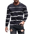 thumbnail image 1 of Penkiiy T-Shirt Homme Décontracté Col Rond Rayé Imprimé Chandail Entraînement Physique Manches Courtes Noir, 1 of 5