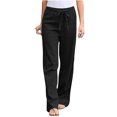thumbnail image 1 of SHOPESSA Women Solid Color Cotton Linen Pants Sashes Straight Casual Long Pants Loose Fit Drawstring Trousers, 1 of 4