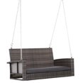 thumbnail image 1 of Outsunny 2-Person Patio Porch Swing Chair, Rattan Hanging Bench, Grey, 1 of 10