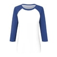 thumbnail image 4 of TSADFHJI Hauts Femmes Manches Longues Femmes Manches 3/4 Haut Été Décontracté Polyvalent Raglan Chemise Col Rond Chemise Décontractée Haut TG Bleu, 4 of 5