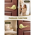 thumbnail image 3 of Poignées de Porte Style Vague en Laiton Brossé Doré Poignées de Porte de Passage Poignées de Porte Intérieures Ensemble de Levier Non Verrouillable [pour Portes de Couloir Ou de Garde-Robe] Réversible pour Portes Côté Droit/gauche, 3 of 8