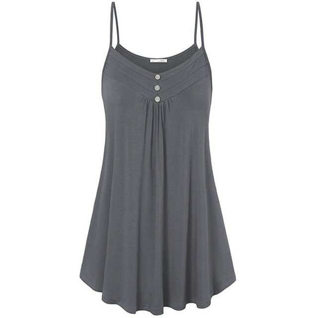 DYMADE Women Spaghetti Strap Sleeveless Soild Swing Vest Top