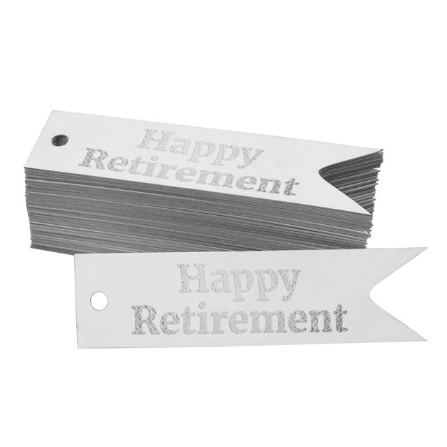 Inkdotpot Pack Of 100 Real Silver Foil Paper Tags Happy Retirement Favor Hang Tags