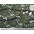 thumbnail image 1 of Soimoi Green Poly Georgette Fabric Flower Leaves Print Sewing Fabric BTY 42 Inch Wide, 1 of 2