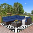 thumbnail image 1 of Gymax 6PCS Rattan Outdoor Sectional Sofa Set Patio Furniture Set w/ Navy Cushions, 1 of 10