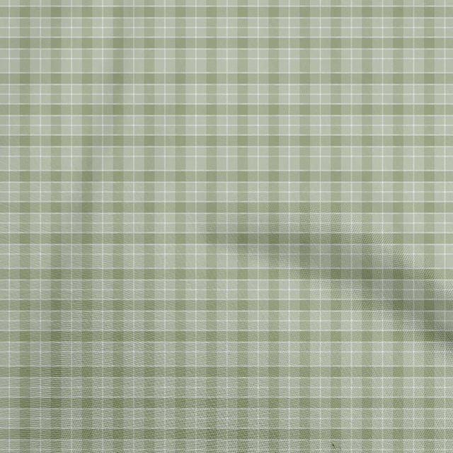 oneOone Cotton Flex Light Green Fabric Check Sewing Craft Projects Fabric Prints By Yard 40 Inch Wide