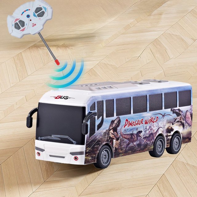 karymi Four Way LED Simulation Bus Children's Travel Bus Remote Control Bus Toy Car Model Toy Toys for Ages 5-7