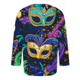 thumbnail image 3 of UVEASISHA Mardi Gras T-Shirts à Manches 3/4 pour Hommes, T-Shirts Graphiques à Imprimé Masque Fantaisie, Col Rond, Chandail Décontracté pour Carnaval et Fête, Hauts de Parade des Fêtes Fantaisie, Offres à 70 pour Cent de Rabais, Multicolore TG, 3 of 4