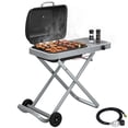 thumbnail image 1 of Outsunny Barbecue au Gaz Propane Portable avec Chariot Pliable, Roues, Noir, 1 of 10