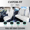 thumbnail image 2 of FH Group 2017-2024 Tesla Model 3 Faux Leather Custom Fit Car Seat Covers Solid White Full Set, 2 of 8