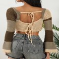 thumbnail image 3 of MesaSe Women Fall Winter Crochet Knit Mesh Sweater Off Shoulder Long Sleeve Pullover Crop Tops Ribbed Blouse Tops, 3 of 6